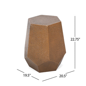 English Elm Christopher Knight Home® - METAL Modern Hammered Iron Geometric Side Table — Sleek Brushed Finish, Sturdy 80 lb Capacity Antique Bronze 72228.00BRZBRSANT