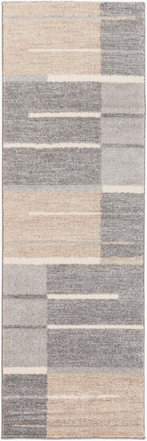 Livabliss Fowler Geometric High Pile Polypropylene Accent Rug for Entryways and Bedside Spaces Gray, Taupe 2'8" x 8' FOW1000-268