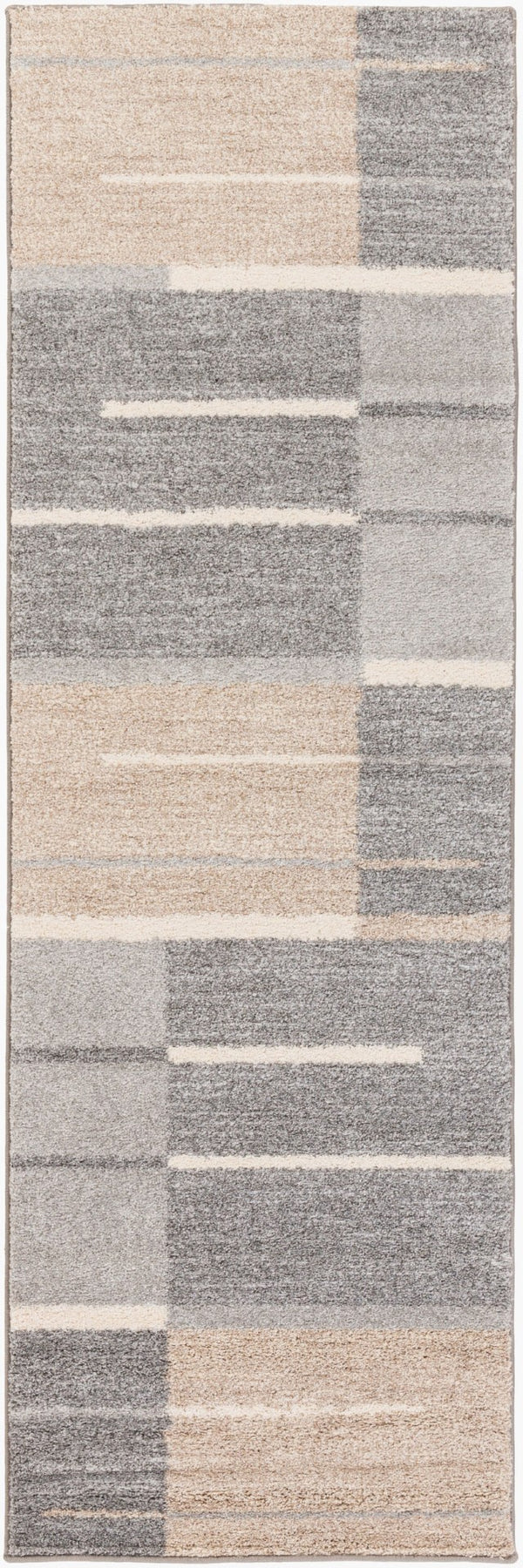 Livabliss Fowler Geometric High Pile Polypropylene Accent Rug for Entryways and Bedside Spaces Gray, Taupe 2'8" x 8' FOW1000-268