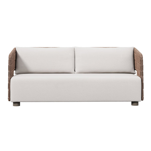 Bernhardt Bernhardt Maldives Outdoor Sofa — Twisted Abaca Wicker, Weathered Teak Legs, Deep Seat Plush Pillows (92) - Made to Order O2356B