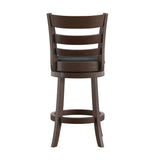 Homelegance By Top-Line Wyatt Ladder Back Faux Leather Swivel 24-inch Counter Height Stool Black Rubberwood