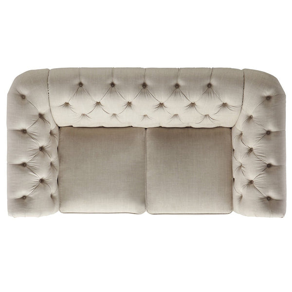 Homelegance By Top-Line Pietro Tufted Chesterfield Loveseat Beige Linen