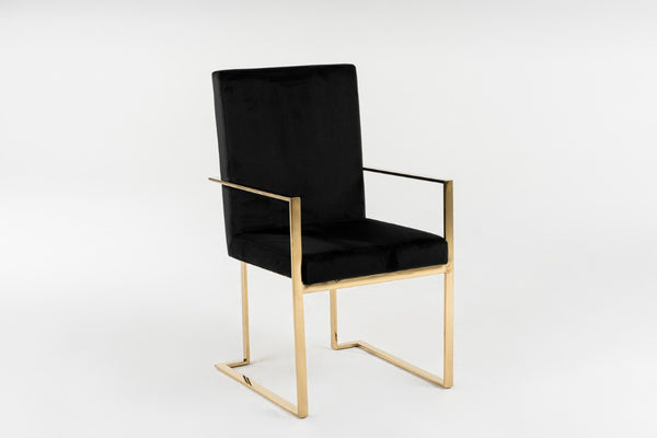 VIG Furniture Fowler Plush Black Velvet Dining Chair With Champagne Gold Frame, Solid Birch, Fully Assembled (92) VGVCB8866A