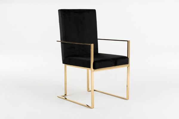 VIG Furniture Fowler Plush Black Velvet Dining Chair With Champagne Gold Frame, Solid Birch, Fully Assembled (92) VGVCB8866A