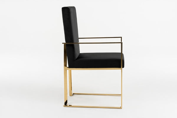 VIG Furniture Fowler Plush Black Velvet Dining Chair With Champagne Gold Frame, Solid Birch, Fully Assembled (92) VGVCB8866A