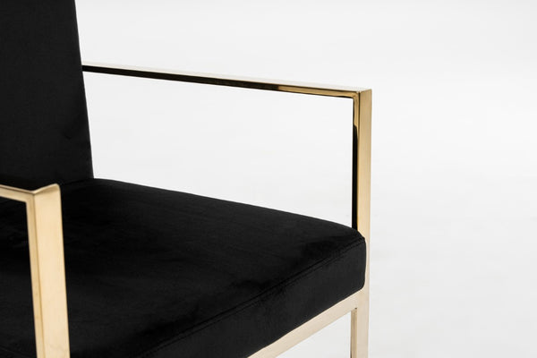 VIG Furniture Fowler Plush Black Velvet Dining Chair With Champagne Gold Frame, Solid Birch, Fully Assembled (92) VGVCB8866A