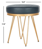 Safavieh Jenine Faux Ostrich Round Bench Navy/Gold FOX6249B