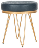 Safavieh Jenine Faux Ostrich Round Bench Navy/Gold FOX6249B