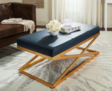 Safavieh Alexes Faux Ostrich Bench Navy/Gold FOX6252B