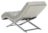 Safavieh Monroe Chaise with Headrest Pillow Grey Velvet/Chrome FOX6286C