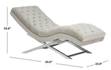 Safavieh Monroe Chaise with Headrest Pillow Grey Velvet/Chrome FOX6286C