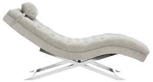 Safavieh Monroe Chaise with Headrest Pillow Grey Velvet/Chrome FOX6286C