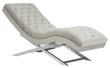 Safavieh Monroe Chaise with Headrest Pillow Grey Velvet/Chrome FOX6286C