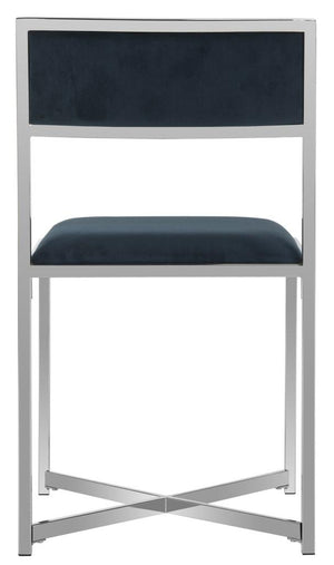 Safavieh Menken Chrome Side Chair - Set of 2 Navy Velvet/Metal Chrome FOX6301C-SET2
