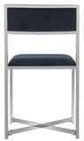 Safavieh Menken Chrome Side Chair - Set of 2 Navy Velvet/Metal Chrome FOX6301C-SET2