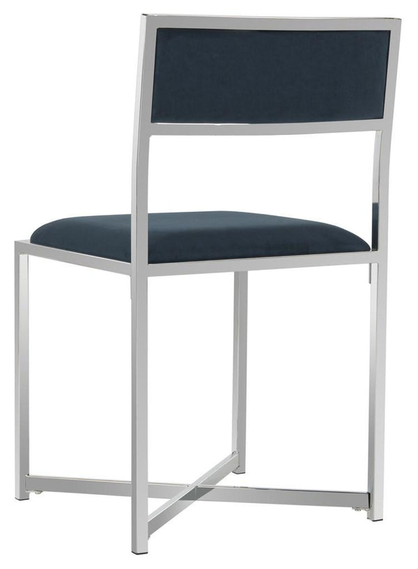 Safavieh Menken Chrome Side Chair - Set of 2 Navy Velvet/Metal Chrome FOX6301C-SET2
