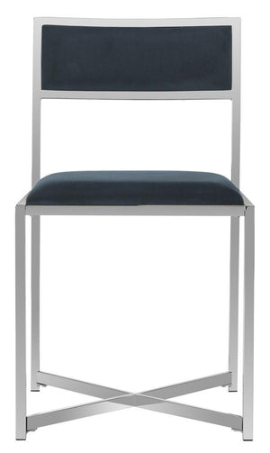 Safavieh Menken Chrome Side Chair - Set of 2 Navy Velvet/Metal Chrome FOX6301C-SET2