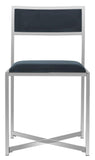 Menken Chrome Side Chair Set of 2 - Elegant Grey Velvet Seating for Dining Room or Office Decor