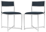 Safavieh Menken Chrome Side Chair - Set of 2 Navy Velvet/Metal Chrome FOX6301C-SET2