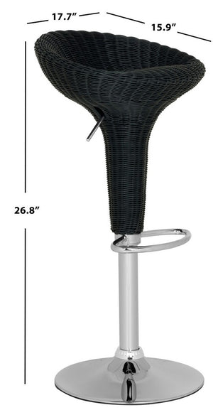 Safavieh Monicka Swivel Bar Stool Black Wicker FOX7525B