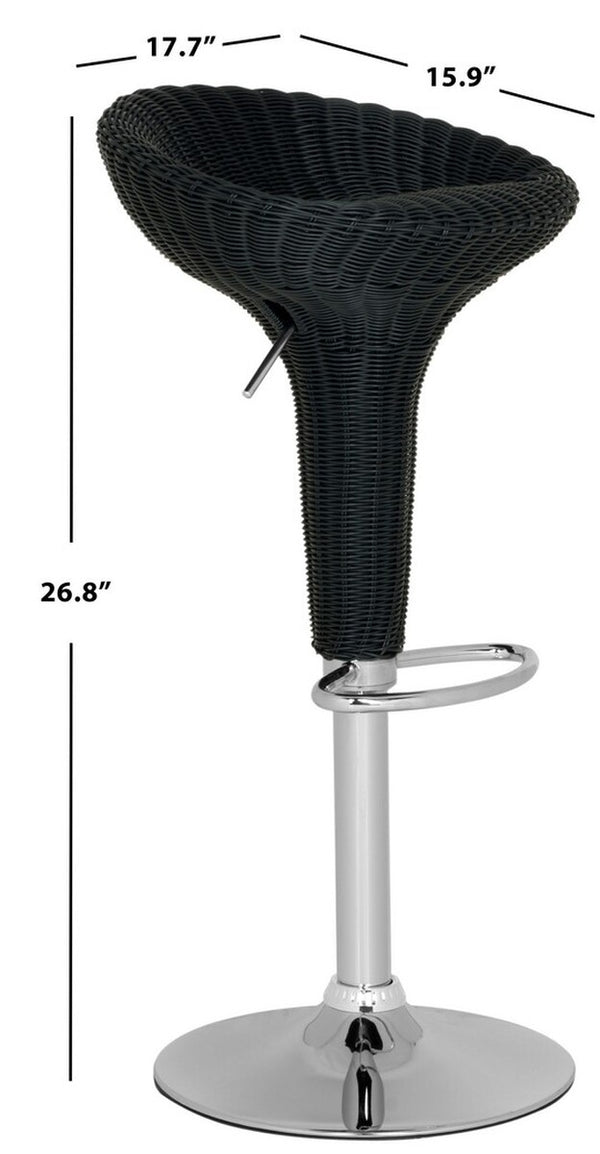 Safavieh Monicka Swivel Bar Stool Black Wicker FOX7525B