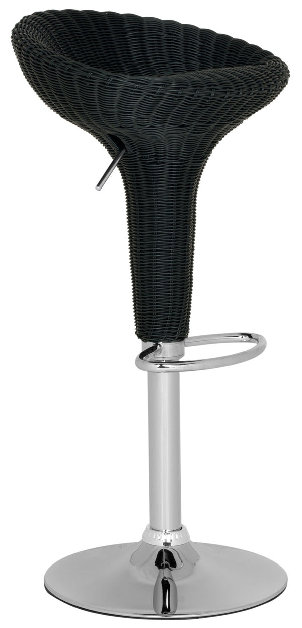 Safavieh Monicka Swivel Bar Stool Black Wicker FOX7525B