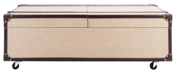 Safavieh Zoe Coffee Table Storage Trunk With Wine Rack Beige FOX9515D
