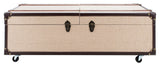 Safavieh Zoe Coffee Table Storage Trunk With Wine Rack Beige FOX9515D