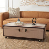 Safavieh Zoe Coffee Table Storage Trunk With Wine Rack Beige FOX9515D