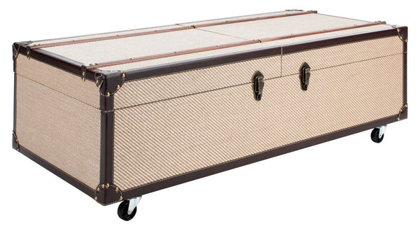 Safavieh Zoe Coffee Table Storage Trunk With Wine Rack Beige FOX9515D