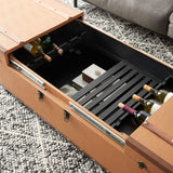 Safavieh Zoe Coffee Table Storage Trunk With Wine Rack Cognac FOX9515E