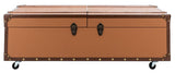 Safavieh Zoe Coffee Table Storage Trunk With Wine Rack Cognac FOX9515E