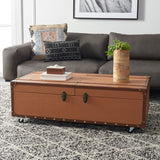 Safavieh Zoe Coffee Table Storage Trunk With Wine Rack Cognac FOX9515E