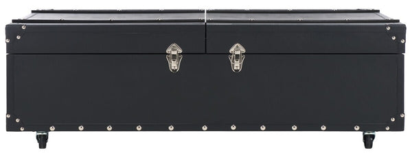 Safavieh Zoe Coffee Table Storage Trunk With Wine Rack Black FOX9515F