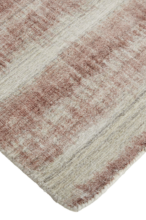 Feizy Rugs Mackay Hand Woven Viscose And Wool Low Pile Striped Rug For Luxurious Modern Home Decor Tan,Ivory,Pink Viscose,Wool Mky8824fblh000e10