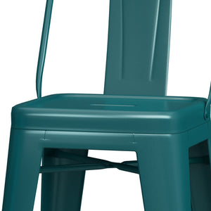 English Elm Rayne 24" Teal Blue Metal Counter Height Stools Set Of 4 - Stylish, Durable & Ergonomic Design B136P159489-GIGA