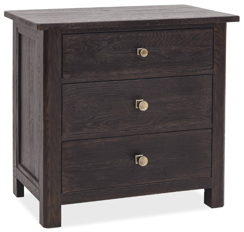 Hooker Furniture Driftwood Three-Drawer Nightstand With Cedar-Lined Drawer, Built-In Usb Charging And Rustic Buckboard Appeal Blacks 6820-90116-99