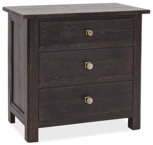 Hooker Furniture Driftwood Three-Drawer Nightstand With Cedar-Lined Drawer, Built-In Usb Charging And Rustic Buckboard Appeal Blacks 6820-90116-99