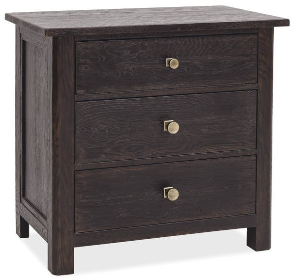 Hooker Furniture Driftwood Three-Drawer Nightstand With Cedar-Lined Drawer, Built-In Usb Charging And Rustic Buckboard Appeal Blacks 6820-90116-99