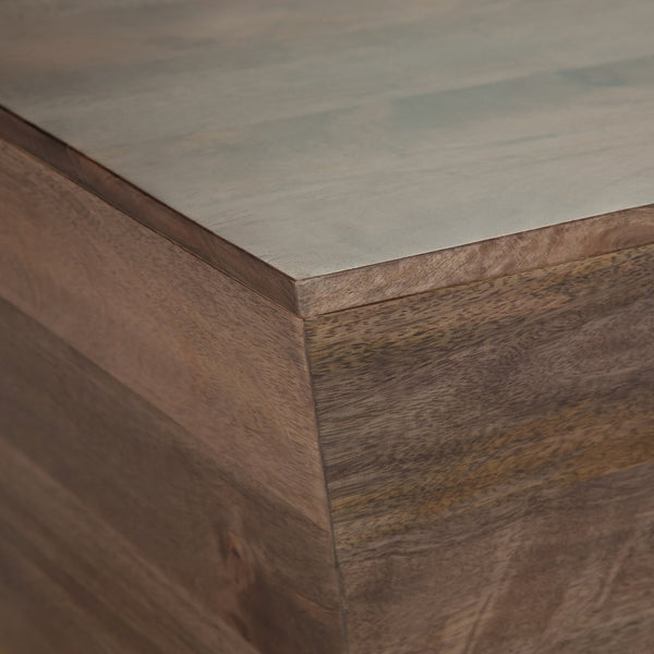 English Elm Abba Handcrafted Square Coffee Table In Dark Brown - Solid Mango Wood With Brass Accent Trim B136P158264