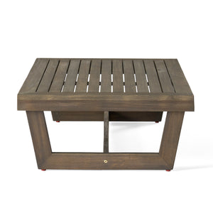 English Elm Christopher Knight Home® - SHERWOOD Coffee Table Grey Wood Outdoor Slatted Top, Quick-Dry, Spacious Rectangular Surface, Sturdy Base 64869.00GRY