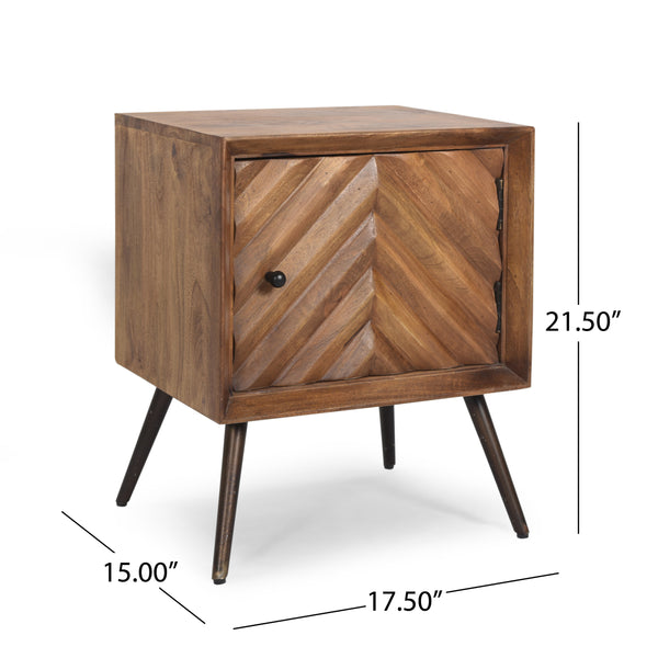 English Elm Christopher Knight Home® - WOODEN Mango Wood & Iron Cabinet with Chevron Door, Mid-Century Modern Accent Storage, 17.5"W 66489.00