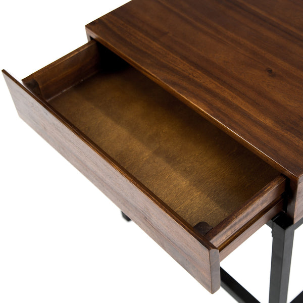 English Elm Christopher Knight Home® - STORAGE Dark Oak Side Table with Industrial Metal Frame, Sustainable Acacia Wood, Compact 22"H x 20"W 61360.00