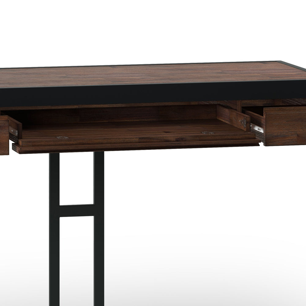 English Elm Erina Small Desk - Industrial-Contemporary Acacia Wood With Distressed Charcoal Finish & Storage B136P158630