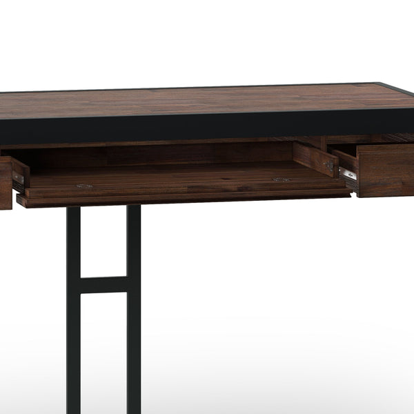 English Elm Erina Small Desk - Industrial-Contemporary Acacia Wood With Distressed Charcoal Finish & Storage B136P158630
