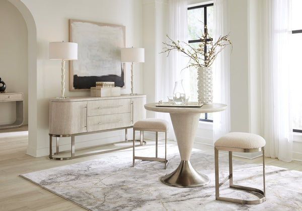 Hooker Furniture Modern Mood Server Elegant Quartered Oak Sideboard With Wire-Brushed Texture, Pewter Accents, Storage Delight Light Brown 6850-75907-80