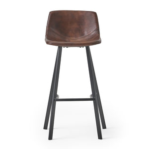 English Elm Christopher Knight Home® - Set of 2 Dax Faux Leather Barstool Brown with Faux Snakeskin Stitching, Cushioned Seat & Steel Legs 57582.00