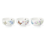 Butterfly Meadow 3-Piece Porcelain Mini Bowl Set, Dishwasher & Microwave Safe