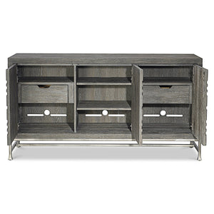 Bernhardt Bernhardt Tribeca Buffet With Geometric Raised Doors, Dark Tadon Oak & Textured Steel Base, 64.5" 333134