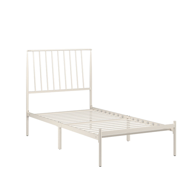 Homelegance By Top-Line Dante Metal Platform Bed with Curved Metal Headboard White Metal